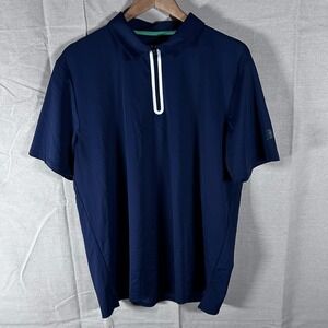 Tom Baine Mens Large Navy Blue Quarter Zip Polo Shirt Performance 4-Way Stretch